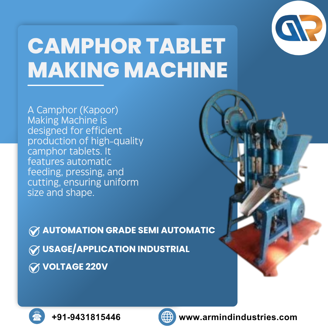 Round Camphor Tablet Making Machine – Kapoor Tablet Machine Manufacturer